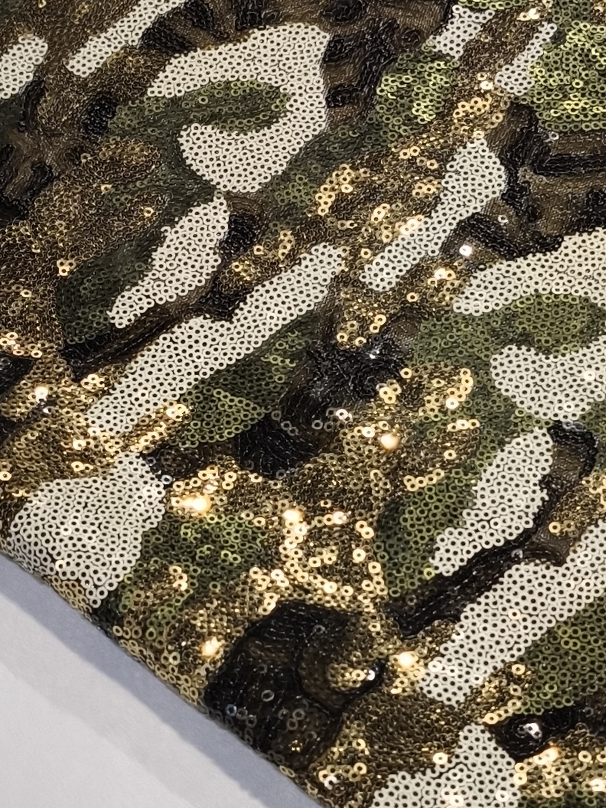 Lentejuela Camuflaje Verde Oro