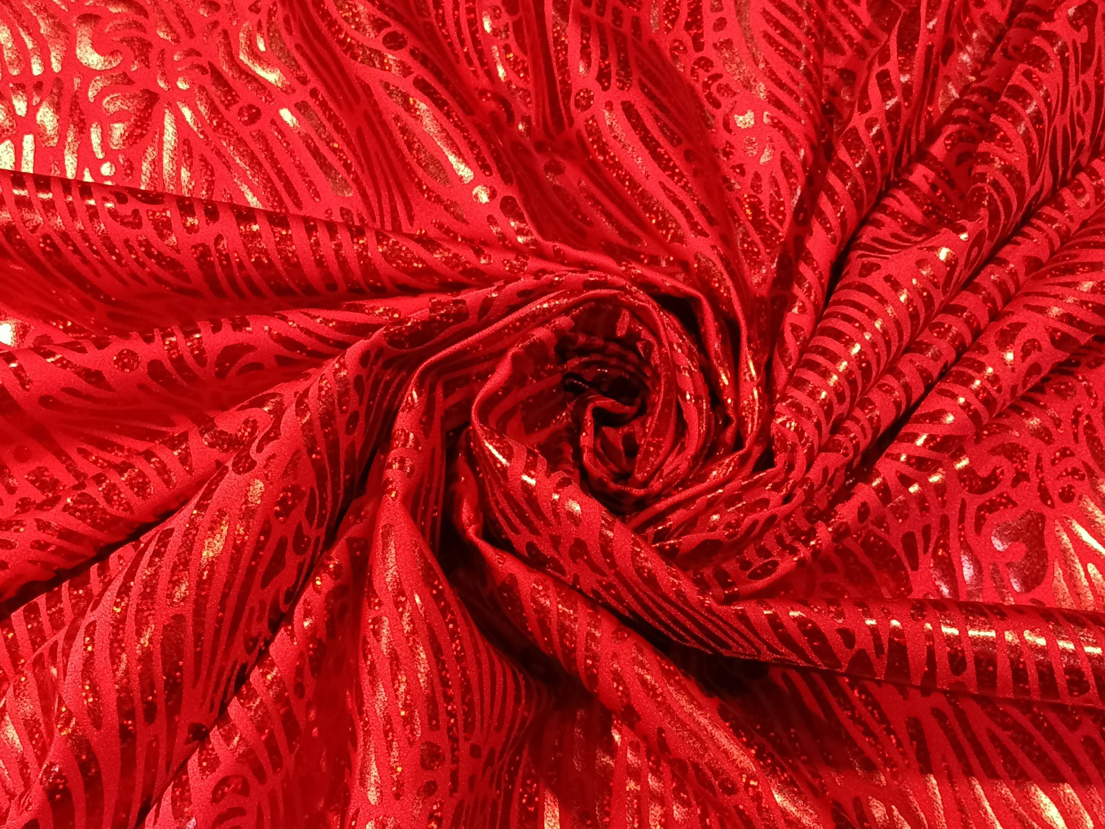Lycra Trazadas Foil Rojo